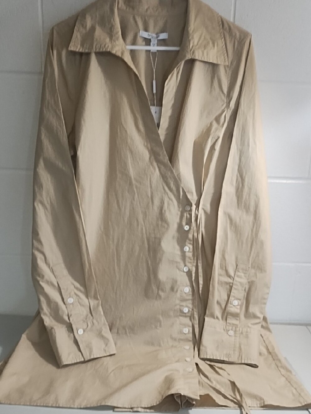 NWT Derek LamSafari Wrap Shirt Dress Tan Soft Lightweight Cotton - Picture 14 of 14